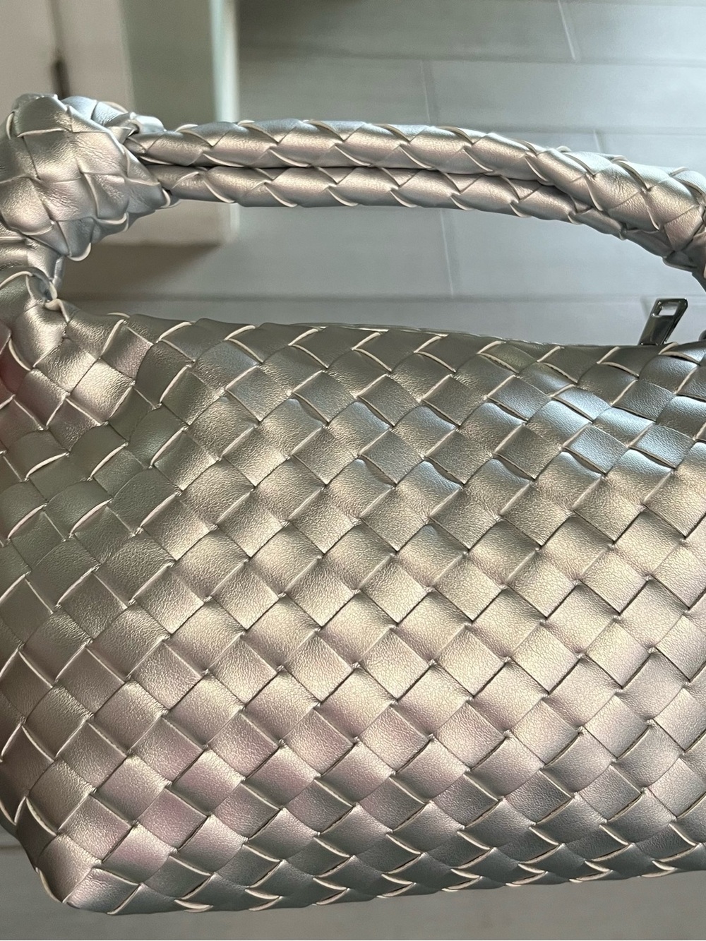 Woven Silver Shoulder Bag